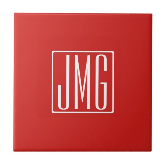 3 Initiaal Monogram | Rood & Wit (of doe-het-zelf Tegeltje (Voorkant)