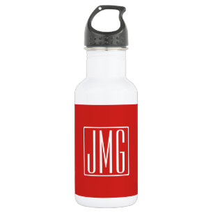 3 Initiaal Monogram Rood & Wit (of doe-het-zelf Waterfles