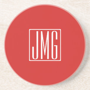 3 Initiaal Monogram Rood & Wit (of doe-het-zelf Zandsteen Onderzetter