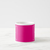 3 Initiaal Monogram | Wit Op Heet Roze Espresso Kop (Voorkant)