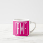 3 Initiaal Monogram | Wit Op Heet Roze Espresso Kop (Rechts)