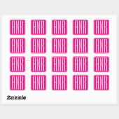 3 Initiaal Monogram | Wit Op Heet Roze Vierkante Sticker (Vel)