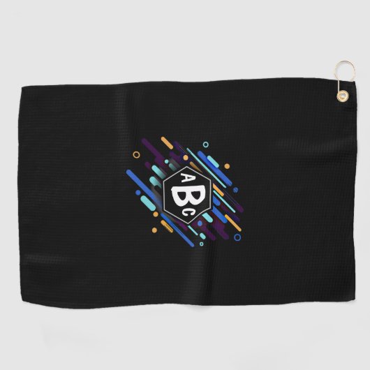 3 Initiaal Monogram zwart Lijst Blauwe Verf Golfhanddoek (Horizontaal)