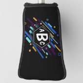 3 Initiaal Monogram zwart Lijst Blauwe Verf Golfheadcover (Draai 90)