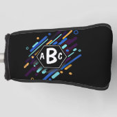 3 Initiaal Monogram zwart Lijst Blauwe Verf Golfheadcover (Voorkant)