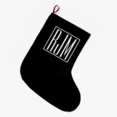 3 Initiaal Monogram | Zwart & Wit Grote Kerstsok (Voorkant (Hangend))