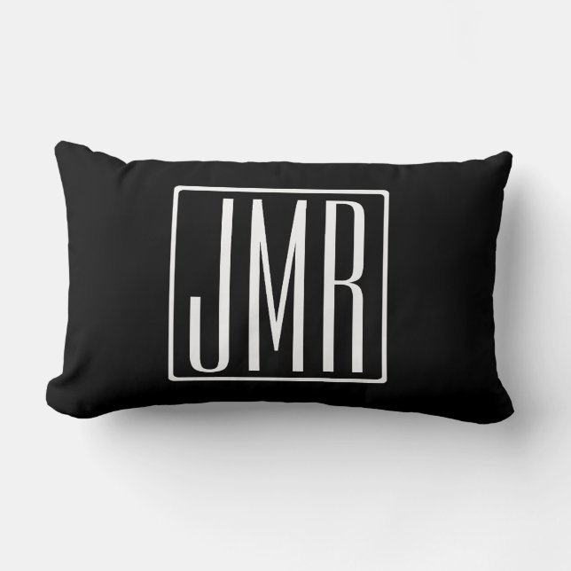 3 Initiaal Monogram | Zwart & Wit (of doe-het-zelf Kussen (Voorkant)