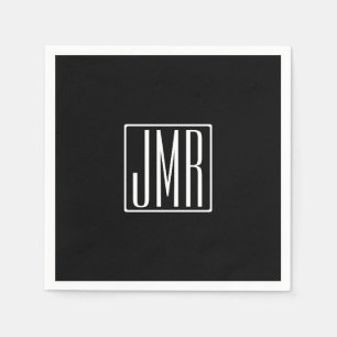 3 Initiaal Monogram Zwart & Wit (of doe-het-zelf Servet