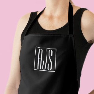 3 Initiaal Monogram Zwart & Wit Schort