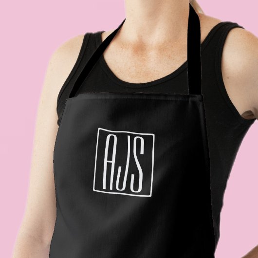 3 Initiaal Monogram | Zwart & Wit Schort