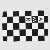 3 Initiaal zwart-wit gebarsten patroon Golfhanddoek (Horizontaal)