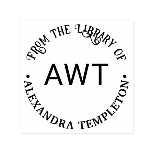 3 Initial Monogram From the library of Book Name P Zelfinktende Stempel (Design)