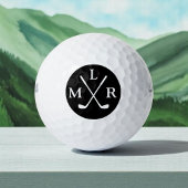 3-Initialen letters zwart-wit monogram Golfballen