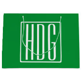 3 Initialen Monogram | Groen en wit Groot Cadeauzakje (Voorkant)