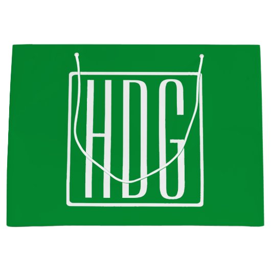 3 Initialen Monogram | Groen en wit Groot Cadeauzakje (Voorkant)