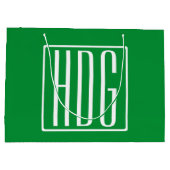 3 Initialen Monogram | Groen en wit Groot Cadeauzakje (Achterkant)