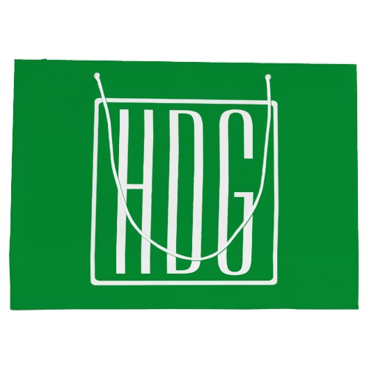 3 Initialen Monogram | Groen en wit Groot Cadeauzakje (Achterkant)