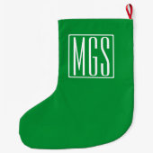 3 Initialen Monogram | Groen en wit Grote Kerstsok (Achterkant)