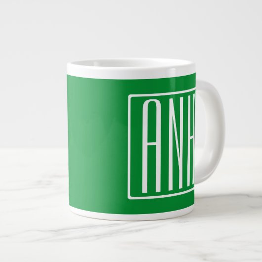 3 Initialen Monogram | Groen en wit Grote Koffiekop (Voorkant rechts)