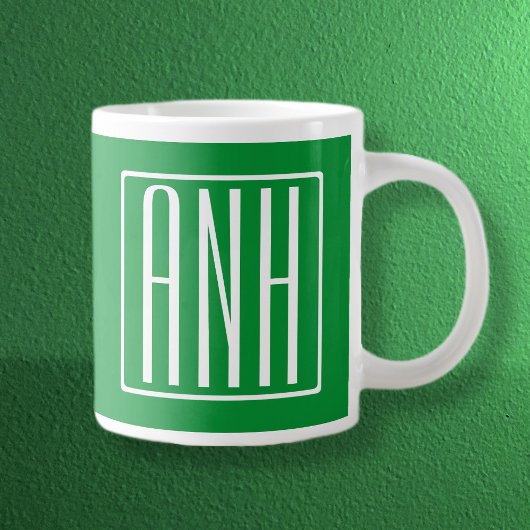 3 Initialen Monogram | Groen en wit Grote Koffiekop