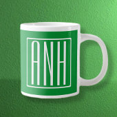 3 Initialen Monogram | Groen en wit Grote Koffiekop