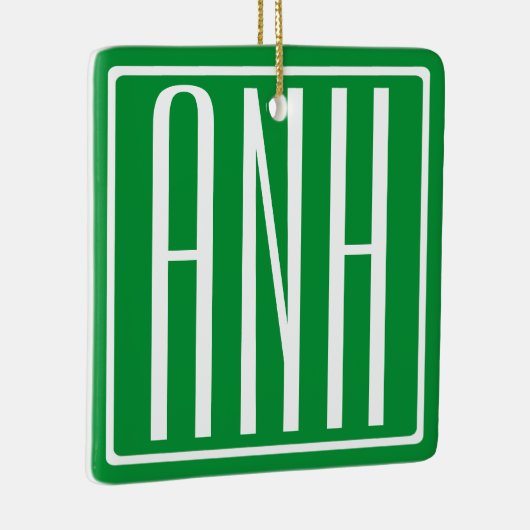 3 Initialen Monogram | Groen en wit Keramisch Ornament (Rechts)