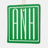 3 Initialen Monogram | Groen en wit Keramisch Ornament (Links)