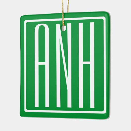 3 Initialen Monogram | Groen en wit Keramisch Ornament (Links)