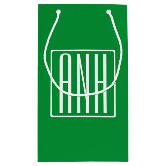 3 Initialen Monogram | Groen en wit Klein Cadeauzakje (Achterkant)