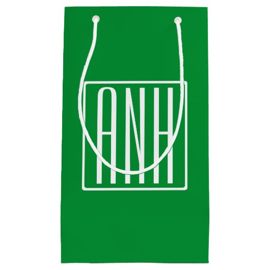 3 Initialen Monogram | Groen en wit Klein Cadeauzakje (Voorkant)