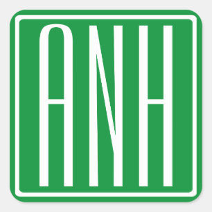 3 Initialen Monogram   Groen en wit Vierkante Sticker