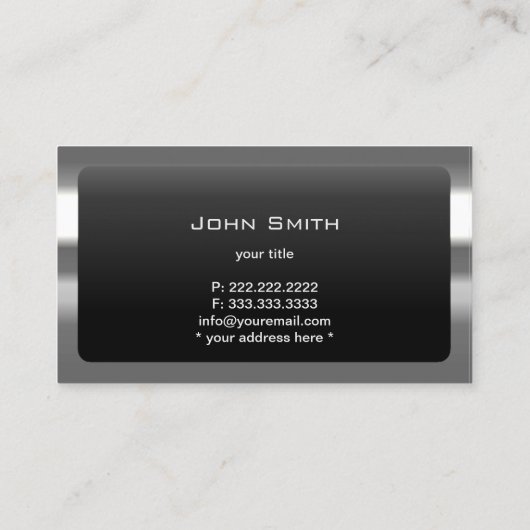 3 initialen Monogram Matig Metaal omlijst Visitekaartje (Achterkant)