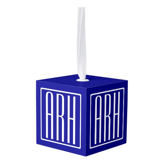 3 Initialen Monogram | Navy Blue en White Decoratie (Achter hoekig)