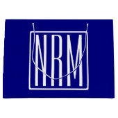 3 Initialen Monogram | Navy Blue en White Groot Cadeauzakje (Voorkant)