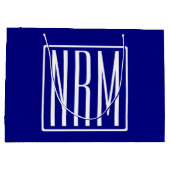 3 Initialen Monogram | Navy Blue en White Groot Cadeauzakje (Achterkant)