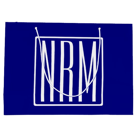 3 Initialen Monogram | Navy Blue en White Groot Cadeauzakje (Achterkant)