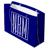 3 Initialen Monogram | Navy Blue en White Groot Cadeauzakje (Achterkant Gekanteld)