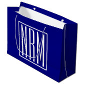 3 Initialen Monogram | Navy Blue en White Groot Cadeauzakje (Voorkant Gekanteld)