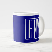 3 Initialen Monogram | Navy Blue en White Grote Koffiekop (Voorkant rechts)
