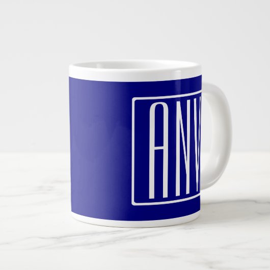 3 Initialen Monogram | Navy Blue en White Grote Koffiekop (Voorkant rechts)