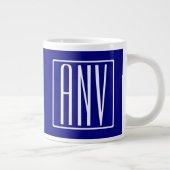 3 Initialen Monogram | Navy Blue en White Grote Koffiekop (Rechts)