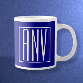 3 Initialen Monogram | Navy Blue en White Grote Koffiekop