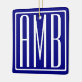 3 Initialen Monogram | Navy Blue en White Keramisch Ornament (Links)