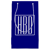 3 Initialen Monogram | Navy Blue en White Klein Cadeauzakje (Voorkant)