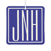 3 Initialen Monogram | Navy Blue en White Luchtverfrisser (Voorkant)