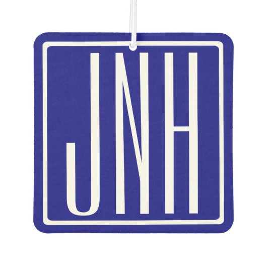 3 Initialen Monogram | Navy Blue en White Luchtverfrisser (Voorkant)