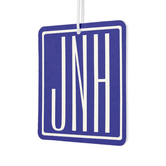 3 Initialen Monogram | Navy Blue en White Luchtverfrisser (Links)