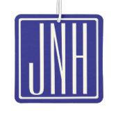 3 Initialen Monogram | Navy Blue en White Luchtverfrisser (Achterkant)