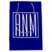3 Initialen Monogram | Navy Blue en White Medium Cadeauzakje (Voorkant)