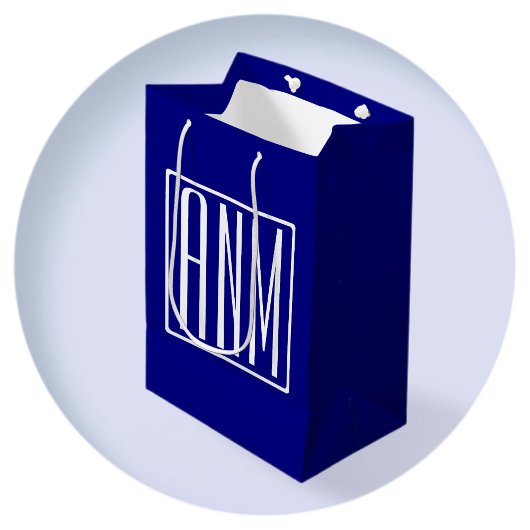 3 Initialen Monogram | Navy Blue en White Medium Cadeauzakje